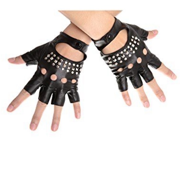 🍒 3PC SET HAT BOOTS GLOVES CHAIN STUD PUNK HIGH HEEL PLATFORM FINGERLESS GOTHIC - Picture 11 of 16